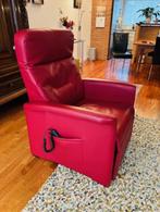 Sta-op-/relaxstoel tot 140kg! Nieuwprijs 2019: € 3.130,--., Huis en Inrichting, Fauteuils, Klassiek, wijnrood stamskinleer, 4 poten (geen één-as-spin dus).
