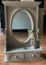 Kaptafel spiegel in frans brocante stijl, taupe, Ophalen of Verzenden