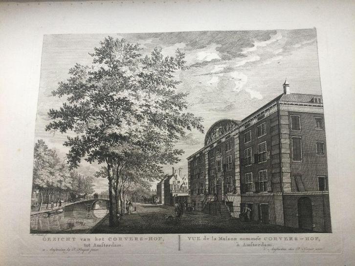 Amsterdam, Nieuwe Herengracht, Corvershof, 1783, Antiek en Kunst, Kunst | Etsen en Gravures, Verzenden