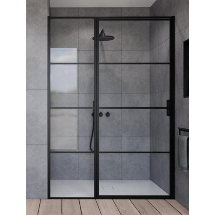 Douchedeur 110x200cm profiel mat zwart, Huis en Inrichting, Badkamer | Badtextiel en Accessoires, Nieuw, Overige typen, Zwart