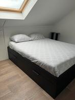 Ikea brimnes opslag bed 16x200, Huis en Inrichting, Slaapkamer | Bedden, 160 cm, Gebruikt, Wit, Hout