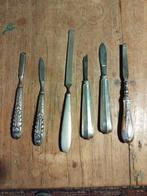 Zes stuks nagelgarnituur met zilveren heft, Ophalen of Verzenden