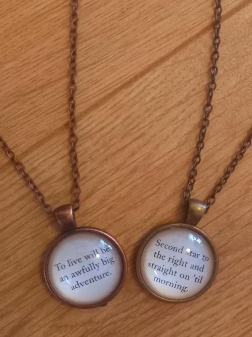 Peter Pan quote halsketting/second star to the right.., Sieraden, Tassen en Uiterlijk, Kettingen, Zo goed als nieuw, Overige materialen