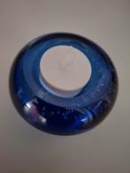 Waxinelichtjeshouder  blauw met bubbeltjes., Overige materialen, Blauw, Ophalen of Verzenden, Zo goed als nieuw