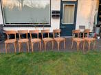 Blank houten cafestoelen, vintage / brocante houten stoelen, Huis en Inrichting, Stoelen, Brocante, Vijf, Zes of meer stoelen