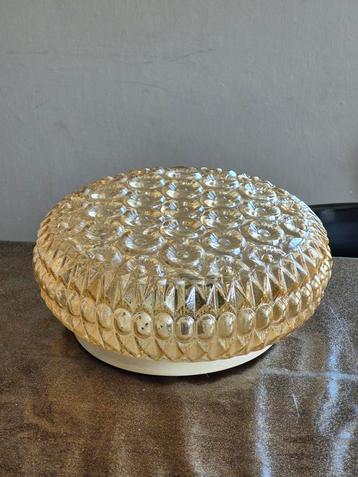 Vintage plafonnière massive amber kleurig parelmoer glans beschikbaar voor biedingen