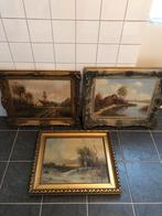3 zeer oude schilderijen op doek, Ophalen of Verzenden