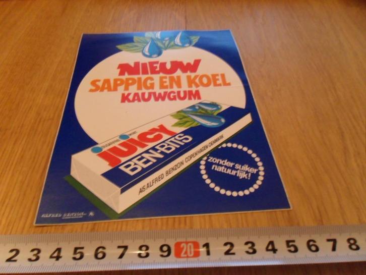 sticker JUICY BEN-BITS Nieuw sappig en koel kaugum *, Verzamelen, Stickers, Zo goed als nieuw, Bedrijf of Vereniging, Ophalen