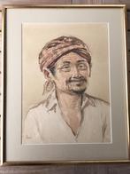 Aquarel Hady Suwarno 48x38cm Aquarel Ingelijst, Ophalen of Verzenden