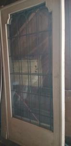 Ensuite glas in lood 2 antieke schuifdeuren, Doe-het-zelf en Verbouw, Deuren en Horren, 80 tot 100 cm, Binnendeur, Ophalen of Verzenden