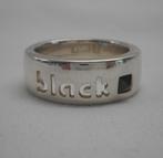 Zilveren massieve ring Black met steen maat 18 nr.1290, 18 tot 19, Verzenden, Zo goed als nieuw, Dame of Heer