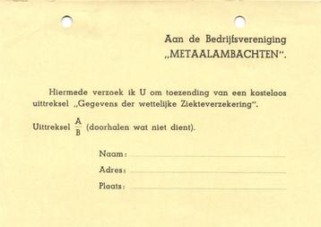Bedrijfsvereniging Metaalambachten, s-Gravenhage - antwoordk beschikbaar voor biedingen