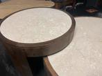 Salontafel Set Mango Hout & echt beige Marmer, Ophalen, 50 tot 100 cm, Rond, Nieuw