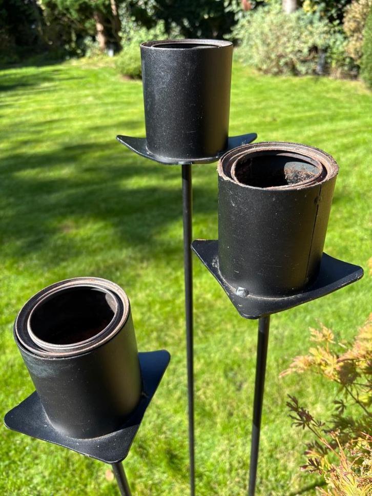 tuinfakkels op steel voor in de tuin, Tuin en Terras, Fakkels, Gebruikt, Ophalen of Verzenden