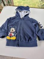 vestje, blauw met Mickey voorop, capuchon met oortjes,, Kinderen en Baby's, Babykleding | Maat 80, Gebruikt, Disney Baby, Ophalen of Verzenden