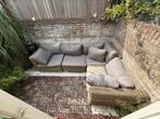 Loungebank 4 delen, grijze kussens, evt. losse delen, Ophalen, Gebruikt, Bank