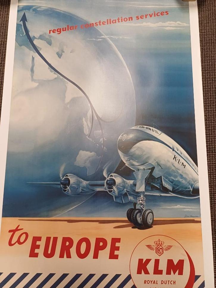 3 Vintage KLM Posters - Collectibles, Verzamelen, Posters, Deurposter of groter, Rechthoekig Staand, Ophalen of Verzenden