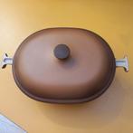 Le Creuset geëmailleerde gietijzeren braadpan 33 cm goed., Huis en Inrichting, Gebruikt, Gietijzer, Ophalen of Verzenden, Keramische plaat