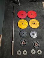 Squatrack + bankje + halterset 125kg, Ophalen, Zo goed als nieuw, Fitnessbank
