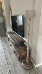 Sober houten vloerlamp incl linnen kap aura peeperkorn Hoffz, Huis en Inrichting, Ophalen of Verzenden, Zo goed als nieuw