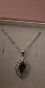 925 zilveren ketting met Mystic Topaas hanger, Ophalen of Verzenden, Zo goed als nieuw, Met edelsteen, Zilver