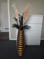 Grote Gouden Vaas met Pampasgras, Huis en Inrichting, Ophalen, Overige kleuren, 50 tot 75 cm, Aardewerk of Porselein