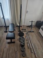 Homegym, bankje,dumbells, 105kg gewichten, Squatrek, Ophalen, Zo goed als nieuw, Fitnessbank