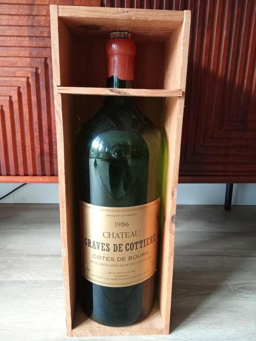 Chateau Graves de Cottierre 1986, 6ltr incl kist., Verzamelen, Wijnen, Zo goed als nieuw, Rode wijn, Frankrijk, Ophalen of Verzenden