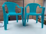 Twee turquoise kunststof kinder stoeltjes, Ophalen, Kunststof, Gebruikt, Twee