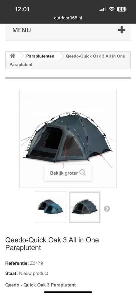 Qeedo-Quick Oak 3 All in One Paraplutent, Caravans en Kamperen, Tenten, Zo goed als nieuw, Ophalen of Verzenden