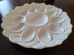 Vintage crème kleurige keramische eierschaal met bloemdesign, Ophalen of Verzenden