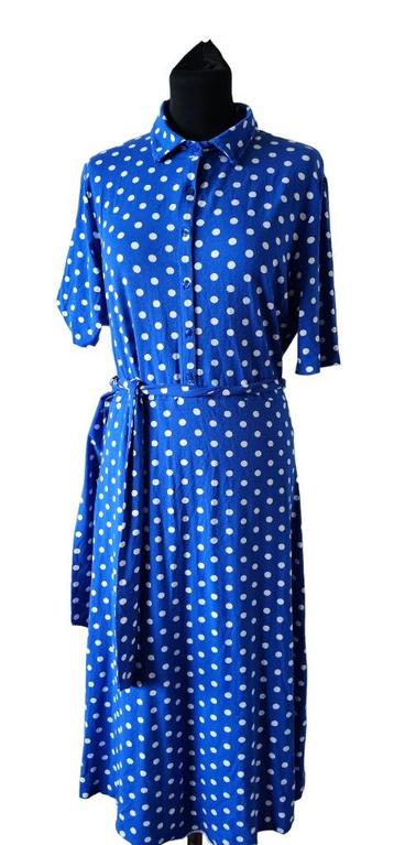 blauw polkadot jurk van Juffrouw Jansen maat L (3524)