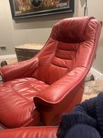 Vintage relax fauteuils rood leder setje, Huis en Inrichting, Fauteuils, Ophalen, Gebruikt, 75 tot 100 cm, 50 tot 75 cm