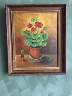 Oud Scilderij met plant Geranium, Ophalen of Verzenden