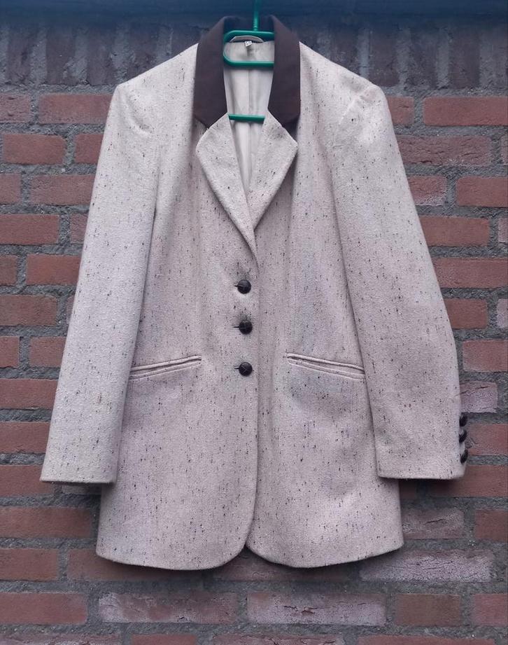 REAL VINTAGE 90's Crème wolmix blazer jasje Maat M / 38, Kleding | Dames, Jasjes, Kostuums en Pakken, Zo goed als nieuw, Jasje