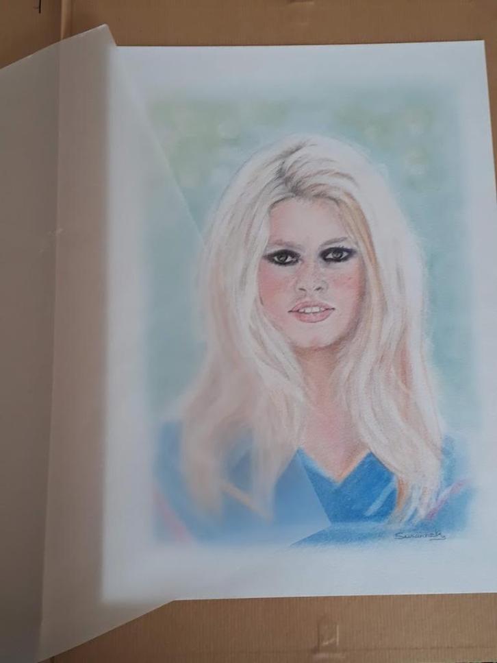 Portrettekening Brigitte Bardot, Antiek en Kunst, Kunst | Schilderijen | Modern, Ophalen of Verzenden