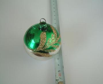 oude glas kerstbal groen zilver nr.10