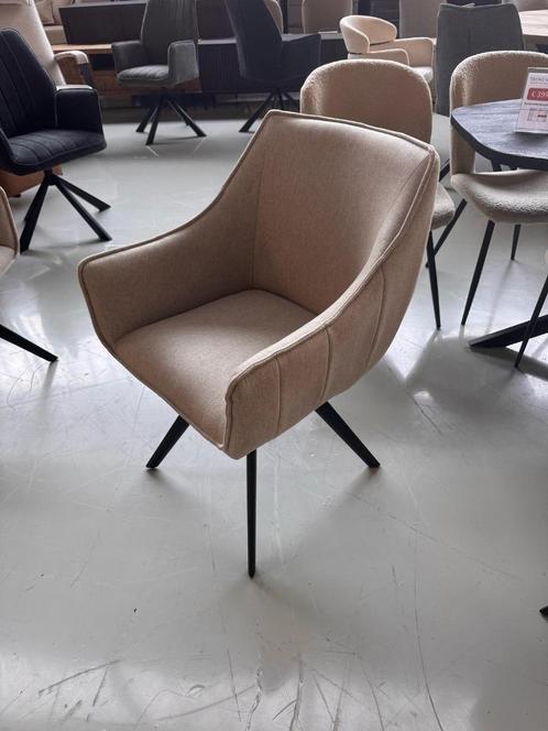 Eetkamerstoel Luca zand kleur direct meenemen, Huis en Inrichting, Stoelen, Nieuw, Vijf, Zes of meer stoelen, Metaal, Stof, Overige kleuren
