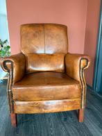 Schaapleren Herenfauteuil plus poef, Huis en Inrichting, Fauteuils, Ophalen, Gebruikt, Hout, 75 tot 100 cm