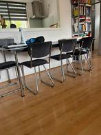 Gispen eettafel 200 x 90 cm met 4 stoelen, Gebruikt, Vijf personen of meer, 150 tot 200 cm, Rechthoekig