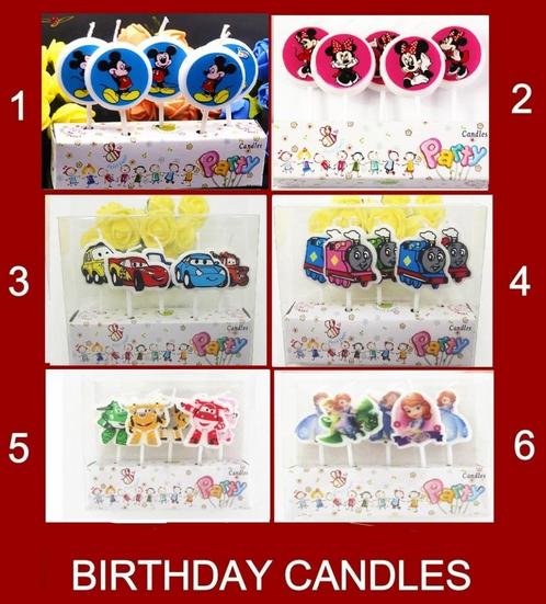 Birthday Kaarsen Cars,Superwings,Pr. Sofia &Thomas de Trein, Hobby en Vrije tijd, Taarten en Cupcakes maken, Nieuw, Versiering