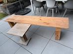 Douglas houten bank 200 cm + tafeltje zelfbouw, Gebruikt, Hout, Ophalen