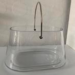 VT WONEN ovalen, glazen vaas met metalen hengsel, Overige kleuren, Ophalen of Verzenden, Minder dan 50 cm, Glas