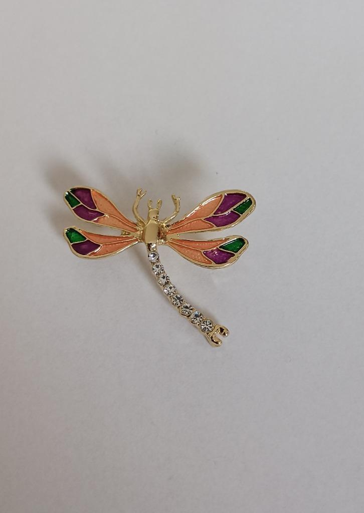 Libelle broche, Sieraden, Tassen en Uiterlijk, Broches, Nieuw, Overige materialen, Overige kleuren, 4 tot 7 cm, Met strass, Ophalen of Verzenden
