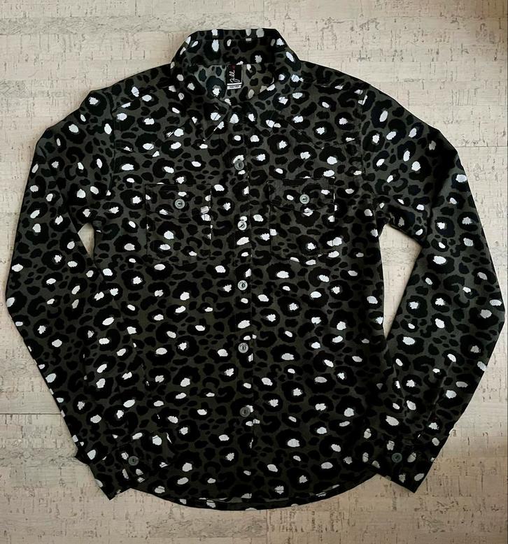 Jill meisjes khaki blouse - maat 134/140 Luipaardprint, Kinderen en Baby's, Kinderkleding | Maat 134, Nieuw, Meisje, Overhemd of Blouse