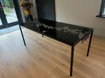 Unieke design eettafel met glazen blad, Huis en Inrichting, Tafels | Eettafels, Ophalen, Gebruikt, Modern, Designer, 50 tot 100 cm