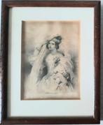 Antieke portret van een bruid,LILIA,potlood tekening, Ophalen of Verzenden