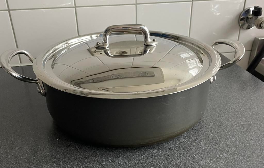 Mauviel 1830 hapjespan, Ophalen of Verzenden, Zo goed als nieuw, Rvs, Koekenpan of Braadpan