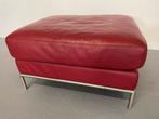 Rode leren poef, Ophalen, Gebruikt, 50 tot 75 cm, Leer