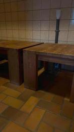 Twee zware teakhouten tafeltjes, Huis en Inrichting, Tafels | Statafels, Ophalen, Gebruikt